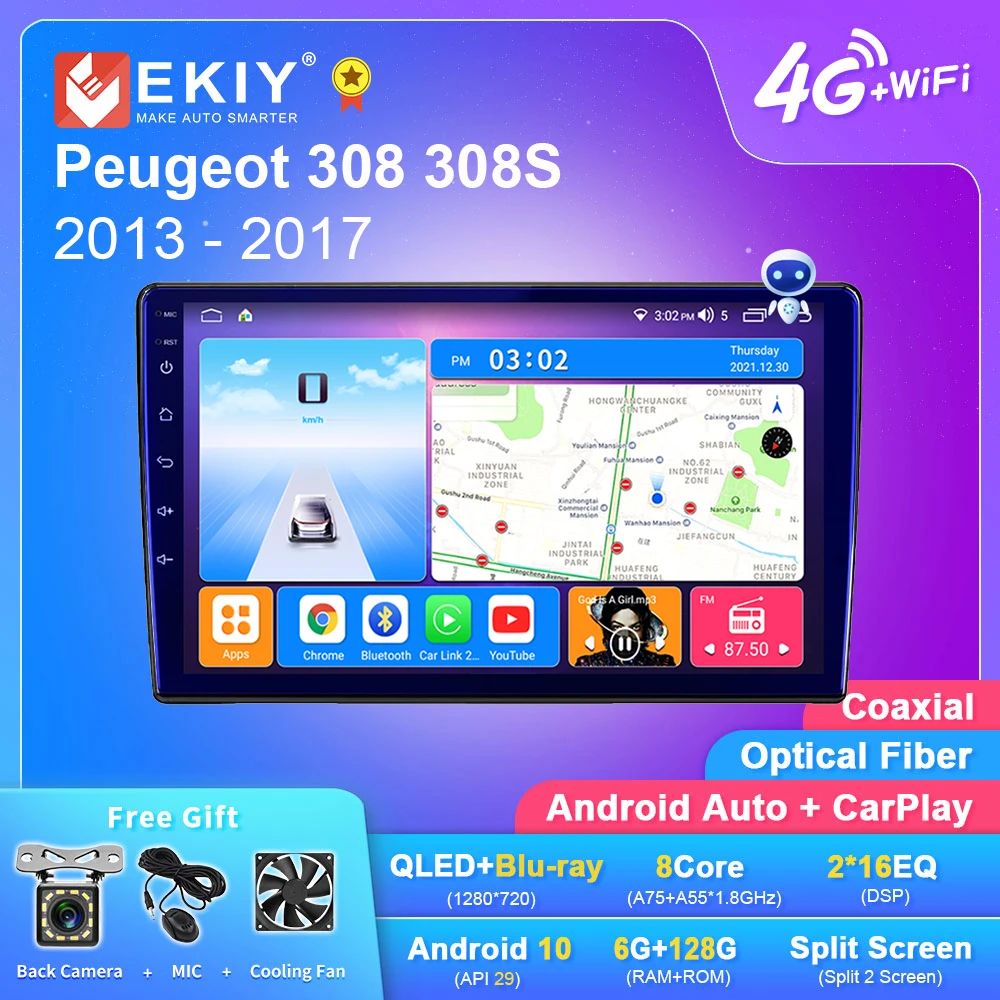 Автомагнитола EKIY T7 для Peugeot 128/T9/308S, мультимедийный видеоплеер на Android 2 din DVD 8 ГБ + 308 ГБ с GPS для Peugeot 2013 - 2017
Автомагнитола EKIY T7 для Peugeot 128/T9/308S, мультимедийный видеоплеер на Android 2 din DVD 8 ГБ + 308 ГБ с GPS для Peugeot 2013 - 2017