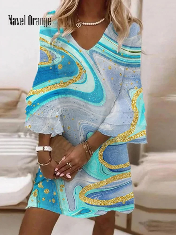 Sweet Mini Dress Women Summer Three Quarter Sleeve V-Neck Ladies Princess Dress Bohemian Printing Patchwork Streetwear Vestidos
Sweet Mini Dress Women Summer Three Quarter Sleeve V-Neck Ladies Princess Dress Bohemian Printing Patchwork Streetwear Vestidos