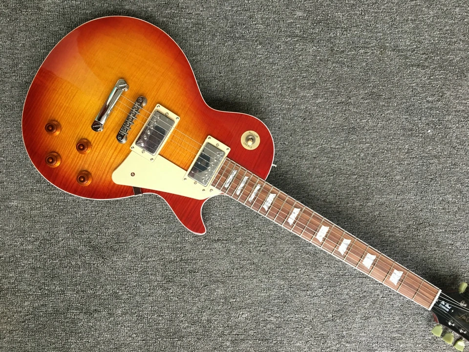 

Бесплатная доставка, обновленный магазин под заказ 1959 R9 Tiger Flame LP стандартная электрогитара LP 59 электрическая гитара