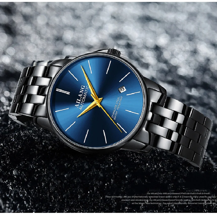AILANG Fashion Mens Watches Black Stainless Steel Strap Waterproof Simple Automatic Mechanical Watches Relogio Masculino 2603G
AILANG Fashion Mens Watches Black Stainless Steel Strap Waterproof Simple Automatic Mechanical Watches Relogio Masculino 2603G