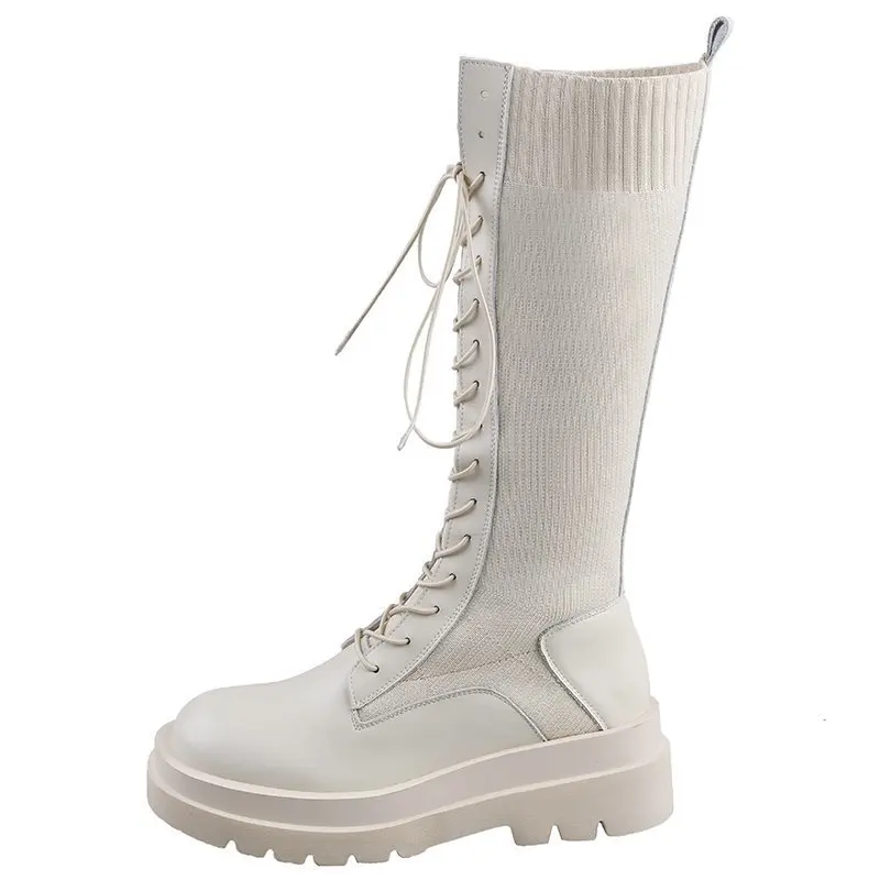 Women Shoes Casual Platform Woman Boots Lace Up Women Ankle Boots Round Toe thick soles Knitted socks boots Women's long boots
Women Shoes Casual Platform Woman Boots Lace Up Women Ankle Boots Round Toe thick soles Knitted socks boots Women's long boots