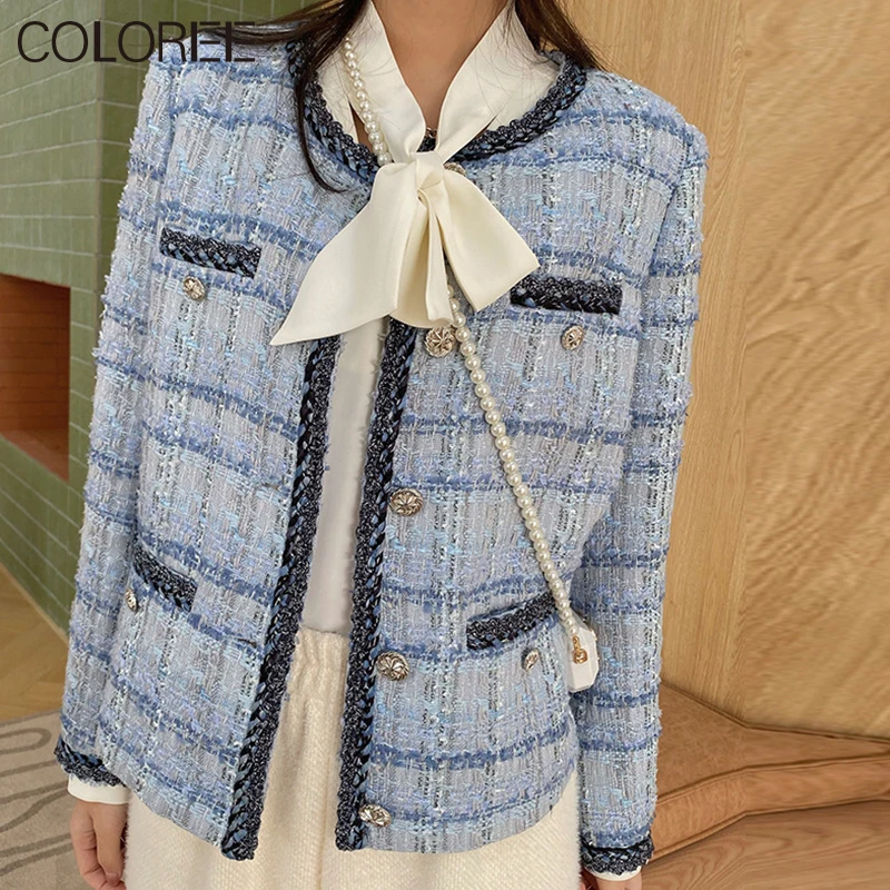 Vintage Blue Jaqueta Feminina 2022 Luxury Designer Winter Clothes Korean Fashion Tweed Jackets for Women Elegant Chaqueta Mujer 
Vintage Blue Jaqueta Feminina 2022 Luxury Designer Winter Clothes Korean Fashion Tweed Jackets for Women Elegant Chaqueta Mujer