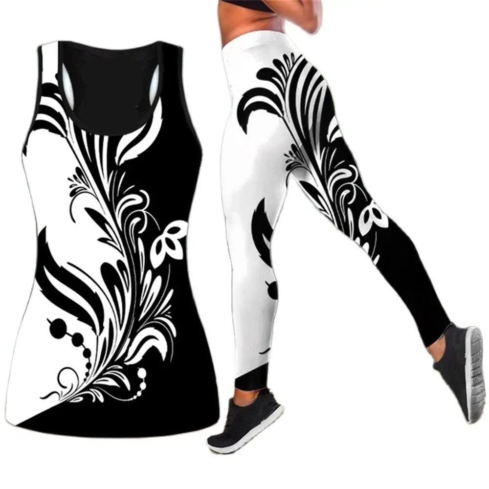 Black & White Vine Print Yoga Two-Piece Set Fashion Art 3D Printed Combo Legging Tanktop Shirt Sleeveless Tank Top High Waist
Black & White Vine Print Yoga Two-Piece Set Fashion Art 3D Printed Combo Legging Tanktop Shirt Sleeveless Tank Top High Waist