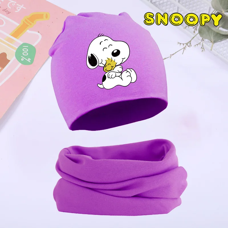 2 шт. вязаные шапки Snoopy шарф новый осенне-зимний комплект шапок для мальчиков и