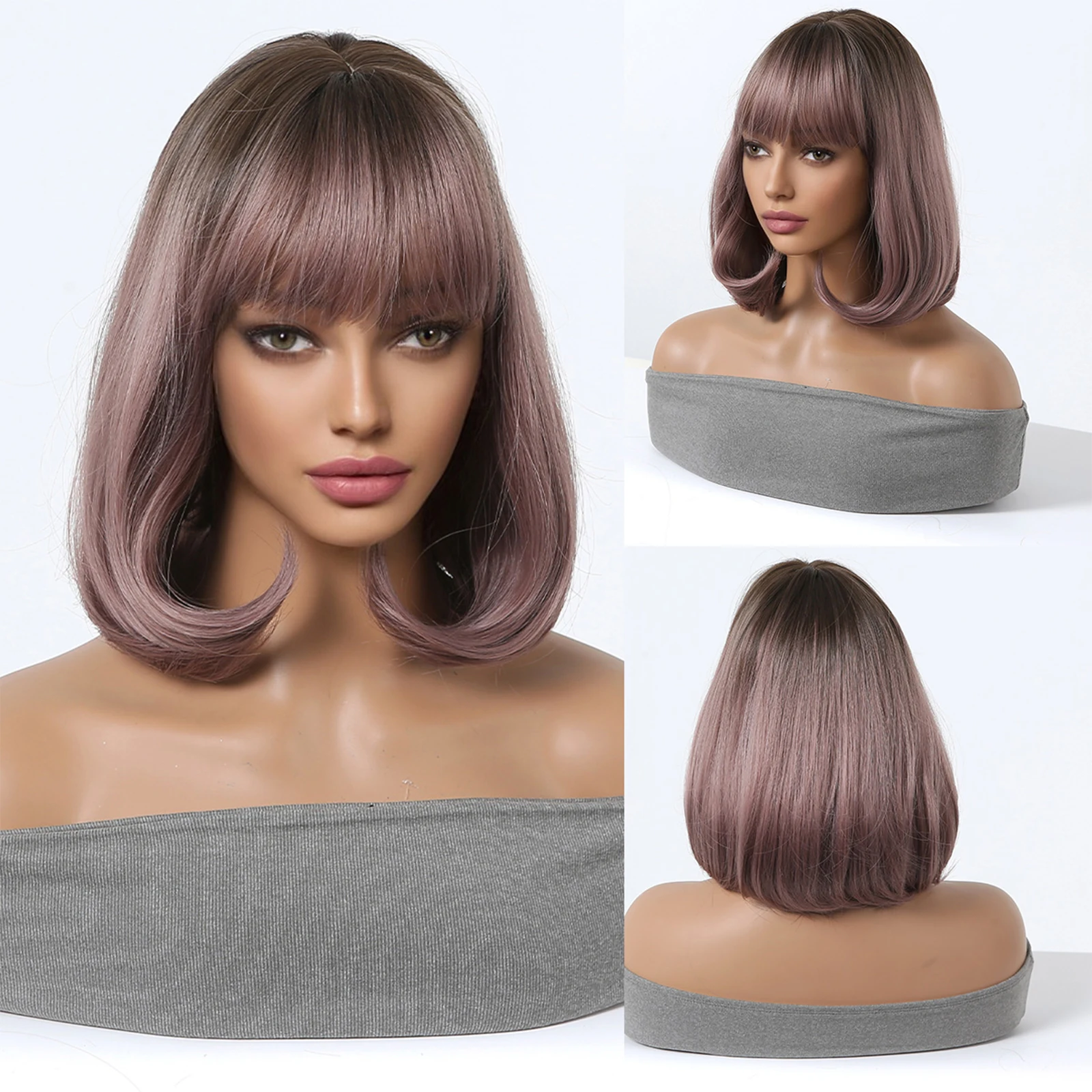 Rose Pink Blonde Short Bob Synthetic Wigs with Bangs Straight Natural Cosplay Hair Wig for Women Afro Daily Heat Resistant
Rose Pink Blonde Short Bob Synthetic Wigs with Bangs Straight Natural Cosplay Hair Wig for Women Afro Daily Heat Resistant