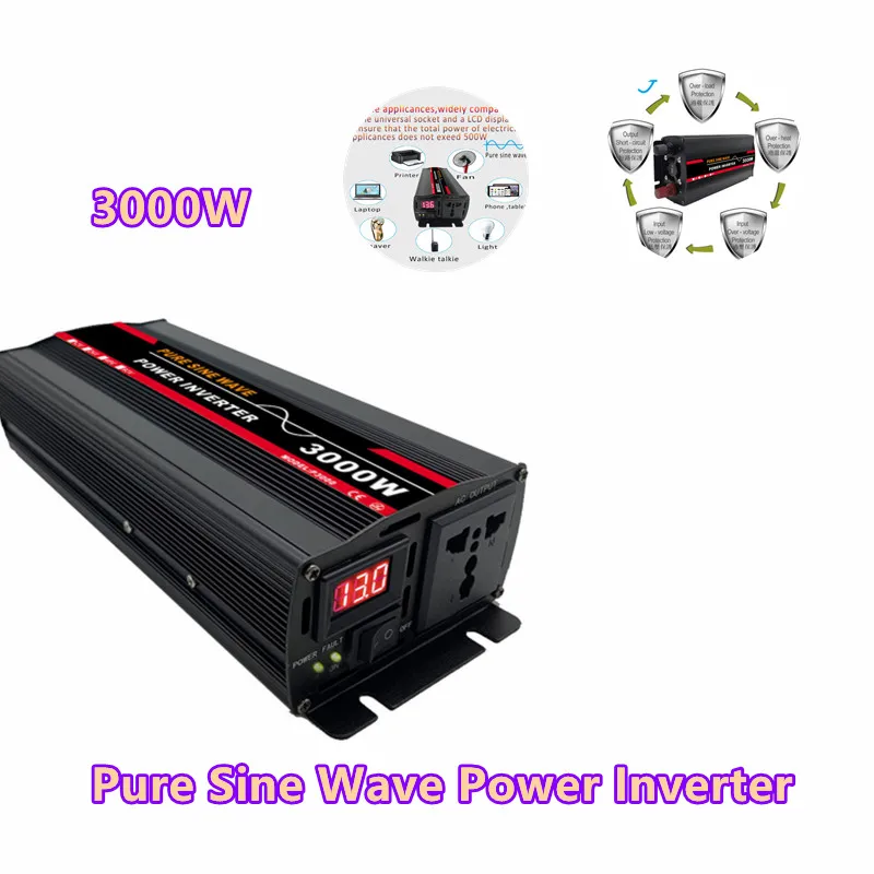 Pure Sine Wave Power Inverter 3000W DC 12v 24v To AC 220V For Solar System/Solar Panel/Outdoor/RV/Camping Wave Power Inverter
Pure Sine Wave Power Inverter 3000W DC 12v 24v To AC 220V For Solar System/Solar Panel/Outdoor/RV/Camping Wave Power Inverter