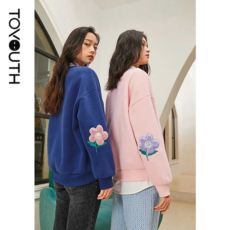 Toyouth Women Pullovers Sweatshirt Winter Cotton Lined Loose Hoodies Solid Flower Smile Embroidered Print Casual Chic Tops
Toyouth Women Pullovers Sweatshirt Winter Cotton Lined Loose Hoodies Solid Flower Smile Embroidered Print Casual Chic Tops