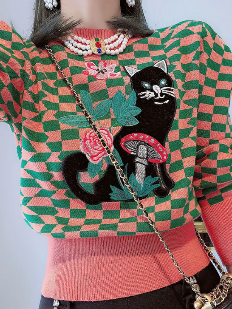 2023 Puff Sleeve Vintage Slim Women Sweaters Autumn Winter Embroidered Cartoon Kawaii Sueter Mujer Korean Pull Femme
2023 Puff Sleeve Vintage Slim Women Sweaters Autumn Winter Embroidered Cartoon Kawaii Sueter Mujer Korean Pull Femme