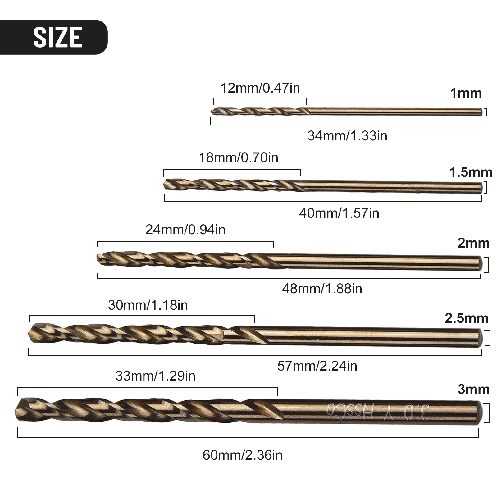 5pc Auger Drill Bit HSS M35 Cobalt 1-3mm Head For Stainless Steel Drilling Metalworking Electric Drill Power Tool Accessories
5pc Auger Drill Bit HSS M35 Cobalt 1-3mm Head For Stainless Steel Drilling Metalworking Electric Drill Power Tool Accessories