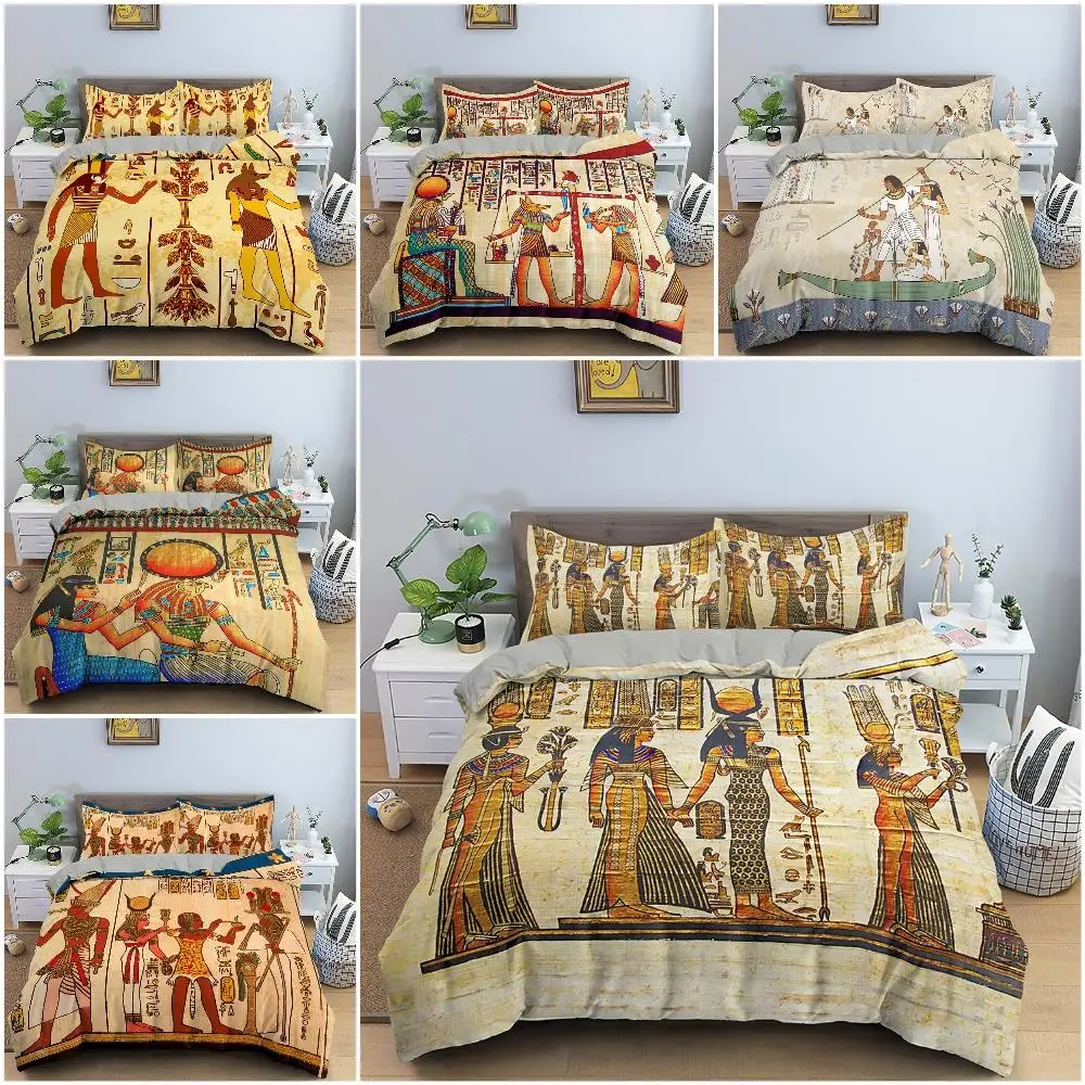 2/3Pcs Egypt Bedding Set Ancient Egyptian Duvet Cover Microfiber Fabric With Zipper Closure Quilt Cover Queen King Size
2/3Pcs Egypt Bedding Set Ancient Egyptian Duvet Cover Microfiber Fabric With Zipper Closure Quilt Cover Queen King Size