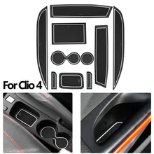Car Gate Groove Pads For Renault Clio 4 2014 2015 2016 2017 2018 2019 Cup Holder Coaster Liner Non slip Car Door Slot Mat