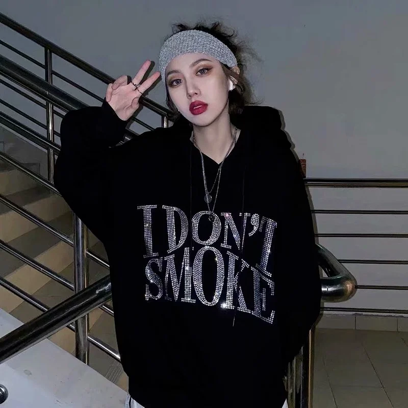 Women Hoodies Black Sweatshirts Oversized I DONT SMOKE Hooded Pullovers High Street 2022 Spring Autumn Clothes Female Tops Hoody
Women Hoodies Black Sweatshirts Oversized I DONT SMOKE Hooded Pullovers High Street 2022 Spring Autumn Clothes Female Tops Hoody