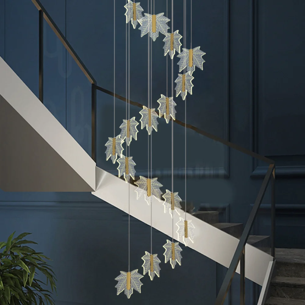 Modern staircase chandelier lamps hotel lobby villa spiral staircase chandelier duplex building lobby maple leaf chandelier lamp
Modern staircase chandelier lamps hotel lobby villa spiral staircase chandelier duplex building lobby maple leaf chandelier lamp