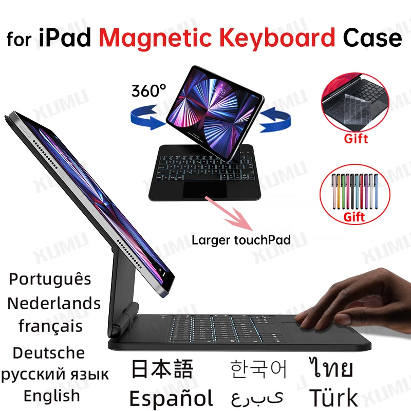 Xumu 360° Rotation Magnetic Keyboard Case For iPad Pro 11 2022 12.9 2021 2020 2018 Air 4 5 10.9 With Trackpad Keyboard Cover
Xumu 360° Rotation Magnetic Keyboard Case For iPad Pro 11 2022 12.9 2021 2020 2018 Air 4 5 10.9 With Trackpad Keyboard Cover