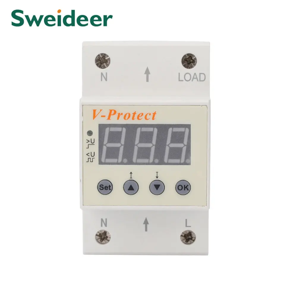 Voltage Protector Din Rail Dual Display Adjustable Over Voltage Current and Under Voltage Protective Device Relay 40A 63A Meter
Voltage Protector Din Rail Dual Display Adjustable Over Voltage Current and Under Voltage Protective Device Relay 40A 63A Meter