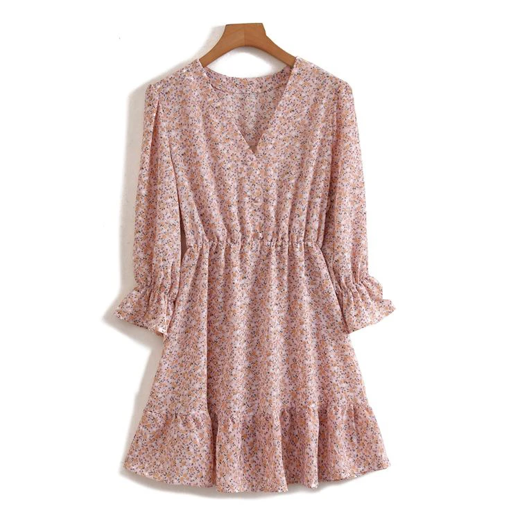 2022 autumn new women's clothing fashion V-neck watermark floral elastic waist thin dress short skirt women
2022 autumn new women's clothing fashion V-neck watermark floral elastic waist thin dress short skirt women