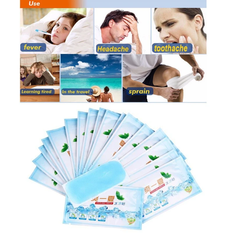 10pcs Migraine Headache Pad Lower Temperature Ice Gel Polymer Hydrogel Cooling Patch Adult Baby Fever Down Medical Plaster 
10pcs Migraine Headache Pad Lower Temperature Ice Gel Polymer Hydrogel Cooling Patch Adult Baby Fever Down Medical Plaster