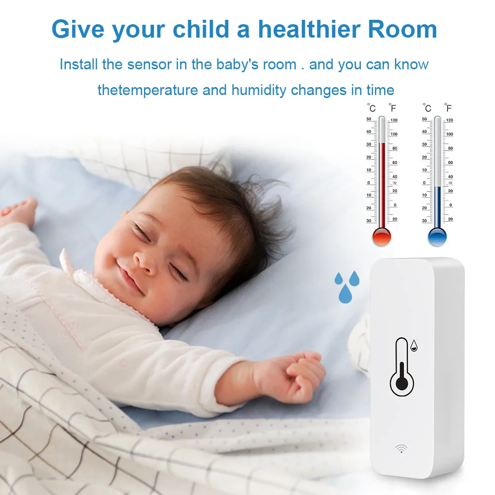 Wifi Tuya Smart Temperature And Humidity Sensor Work With Alexa And Google Home Controller Smart Home APP Monitoring
Wifi Tuya Smart Temperature And Humidity Sensor Work With Alexa And Google Home Controller Smart Home APP Monitoring