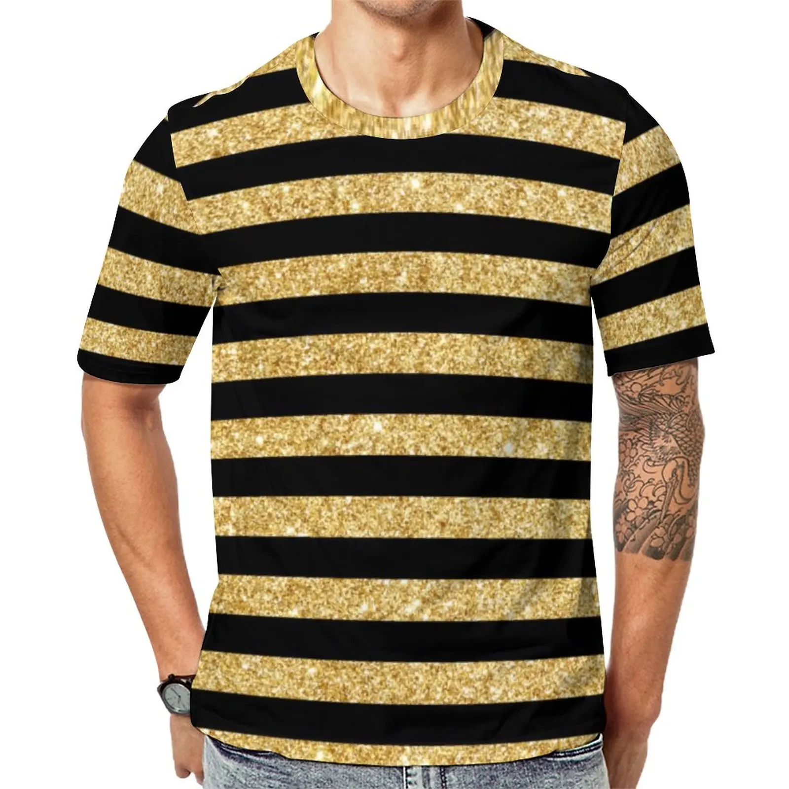 Black Stripes Pattern T-Shirt Elegant Gold Glitter Hip Hop T-Shirts Mens EMO Tshirt Original Short-Sleeve Custom Tops 5XL 6XL
Black Stripes Pattern T-Shirt Elegant Gold Glitter Hip Hop T-Shirts Mens EMO Tshirt Original Short-Sleeve Custom Tops 5XL 6XL