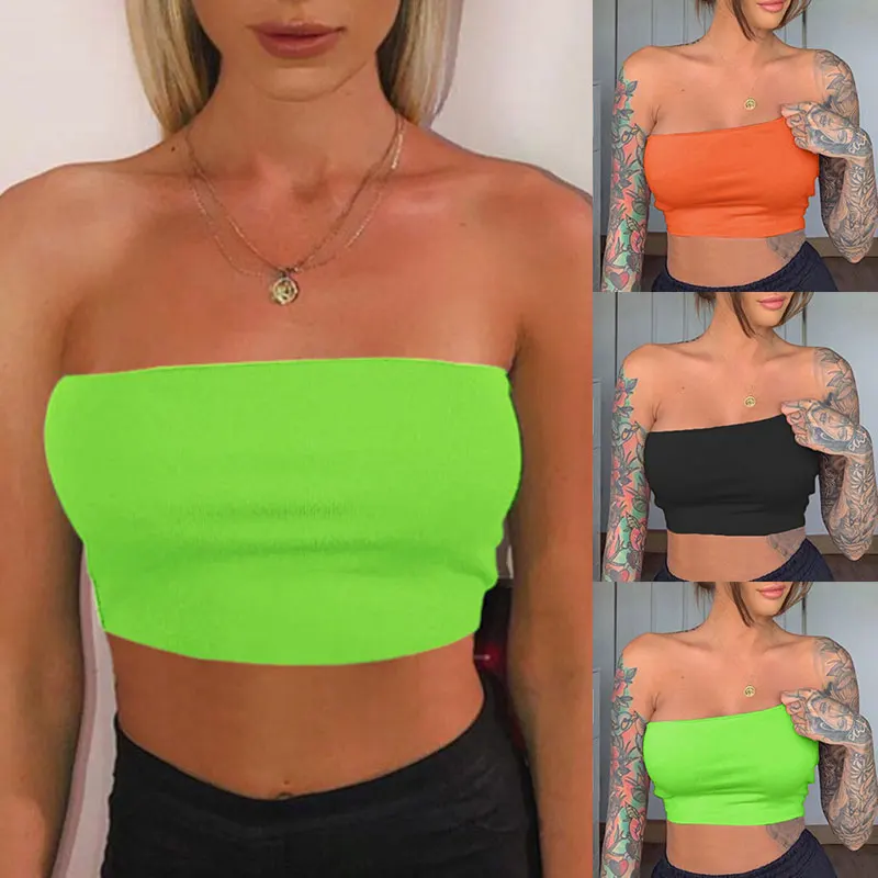 

Women Summer Sexy Sleeveless Bralette Plain Off Shoulder Vest Crop Tube Top Ruched Solid Tank Tops Bras Bustier Sexy Hot Clothes