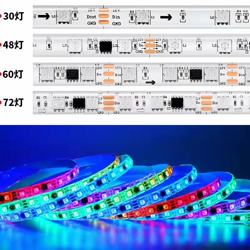 5M DC12V WS2811 5050 RGB Strip Light 30/48/60/72 Pixels Flexible Digital Led Tape Lights 1 Ic Control 3 For tv Room Decoration
5M DC12V WS2811 5050 RGB Strip Light 30/48/60/72 Pixels Flexible Digital Led Tape Lights 1 Ic Control 3 For tv Room Decoration