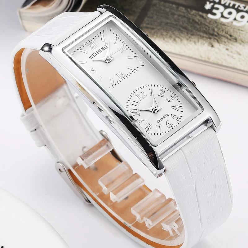 

Ladies Minimalist Watch 2 Double Dial Time Zone Womens Fashion Elegant Wristwatch Quartz Clock Leather Strap Relogio Feminino
