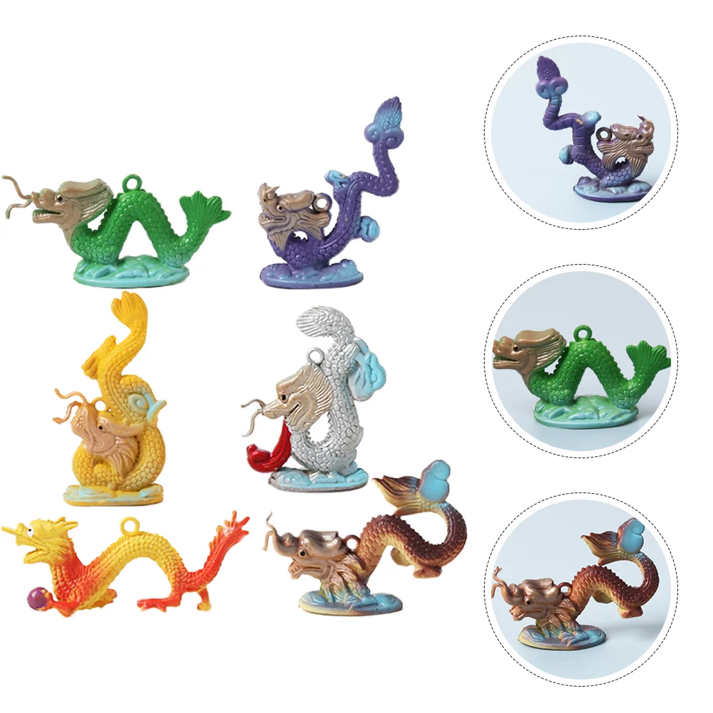 

6pcs Year of Dragon Figurine Cartoon Dragon Decoration Mini Desktop Dragon Decoration