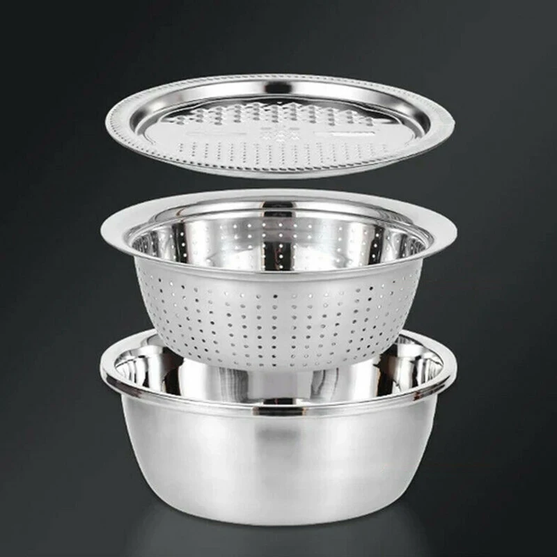 3pcs/ 1set Vegetable Slicer Multifunctional Stainless Steel Vegetable Cutter Fruit Salad Fruit Bowl Drain Basket Kitchen Gadgets
3pcs/ 1set Vegetable Slicer Multifunctional Stainless Steel Vegetable Cutter Fruit Salad Fruit Bowl Drain Basket Kitchen Gadgets