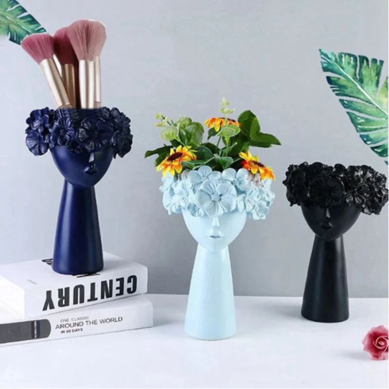 Nordic Home Decoration Resin Vase Statue Sculpture Makeup Brush Holder Storage Box Creative Flower Pot Art Supplies
Nordic Home Decoration Resin Vase Statue Sculpture Makeup Brush Holder Storage Box Creative Flower Pot Art Supplies
