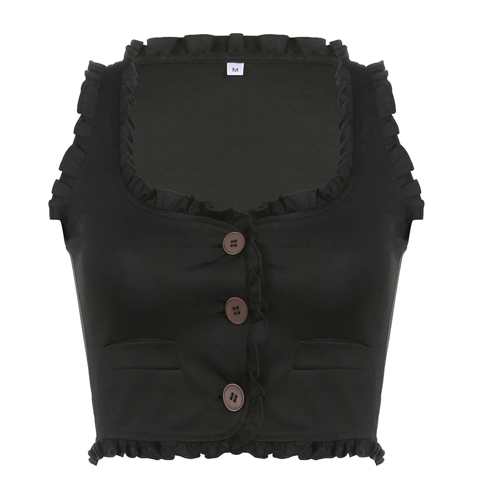 Women Waistcoat Fashion Solid Color Sleeveless Top Button-Down Vest Summer Crop Tops with Pockets
Women Waistcoat Fashion Solid Color Sleeveless Top Button-Down Vest Summer Crop Tops with Pockets