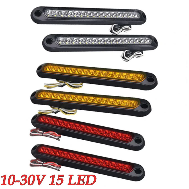 6pcs 10-30V 15 LED Trailer Truck Turn Signal Lamp Bar Tail Light Strip Waterproof Car Decorative Side Marker Car External Lamp
6pcs 10-30V 15 LED Trailer Truck Turn Signal Lamp Bar Tail Light Strip Waterproof Car Decorative Side Marker Car External Lamp