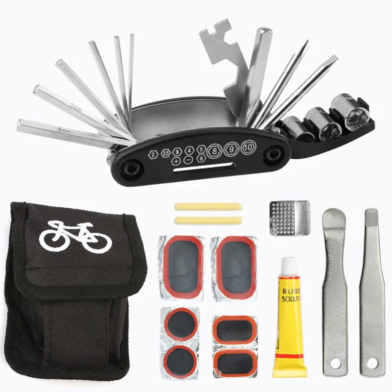 Bicycle Repair Tools Kit Folding Repair Tool Multifunctional Tire Patch Combination Portable MTB Tire Tools Set Bike Accessories
Bicycle Repair Tools Kit Folding Repair Tool Multifunctional Tire Patch Combination Portable MTB Tire Tools Set Bike Accessories
