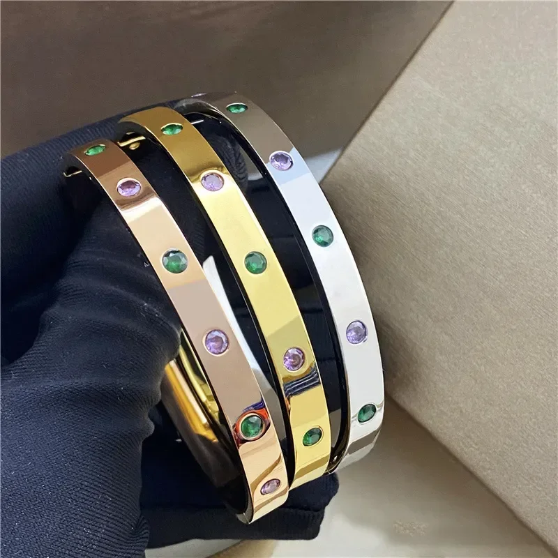 925 silver bracelet for women Girl Titanium Steel Colorful Rhinestone Bangle Fashion Faux Diamond luxury jewelry 18k gold
925 silver bracelet for women Girl Titanium Steel Colorful Rhinestone Bangle Fashion Faux Diamond luxury jewelry 18k gold