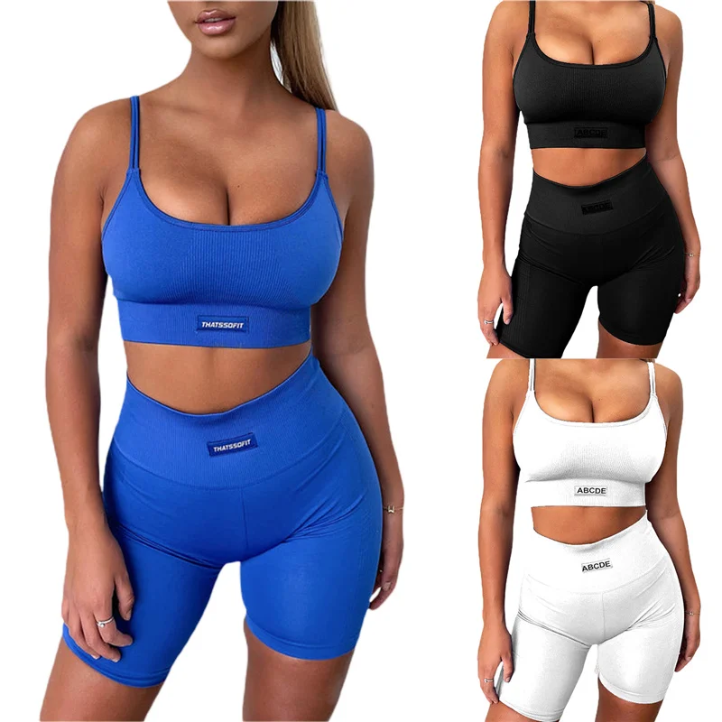 Women Two-piece Sportswear Suit Yoga set, U-neck Cropped Tank Tops and High Waist Butt Lift Shorts, White/ Black/ Blue
Women Two-piece Sportswear Suit Yoga set, U-neck Cropped Tank Tops and High Waist Butt Lift Shorts, White/ Black/ Blue
