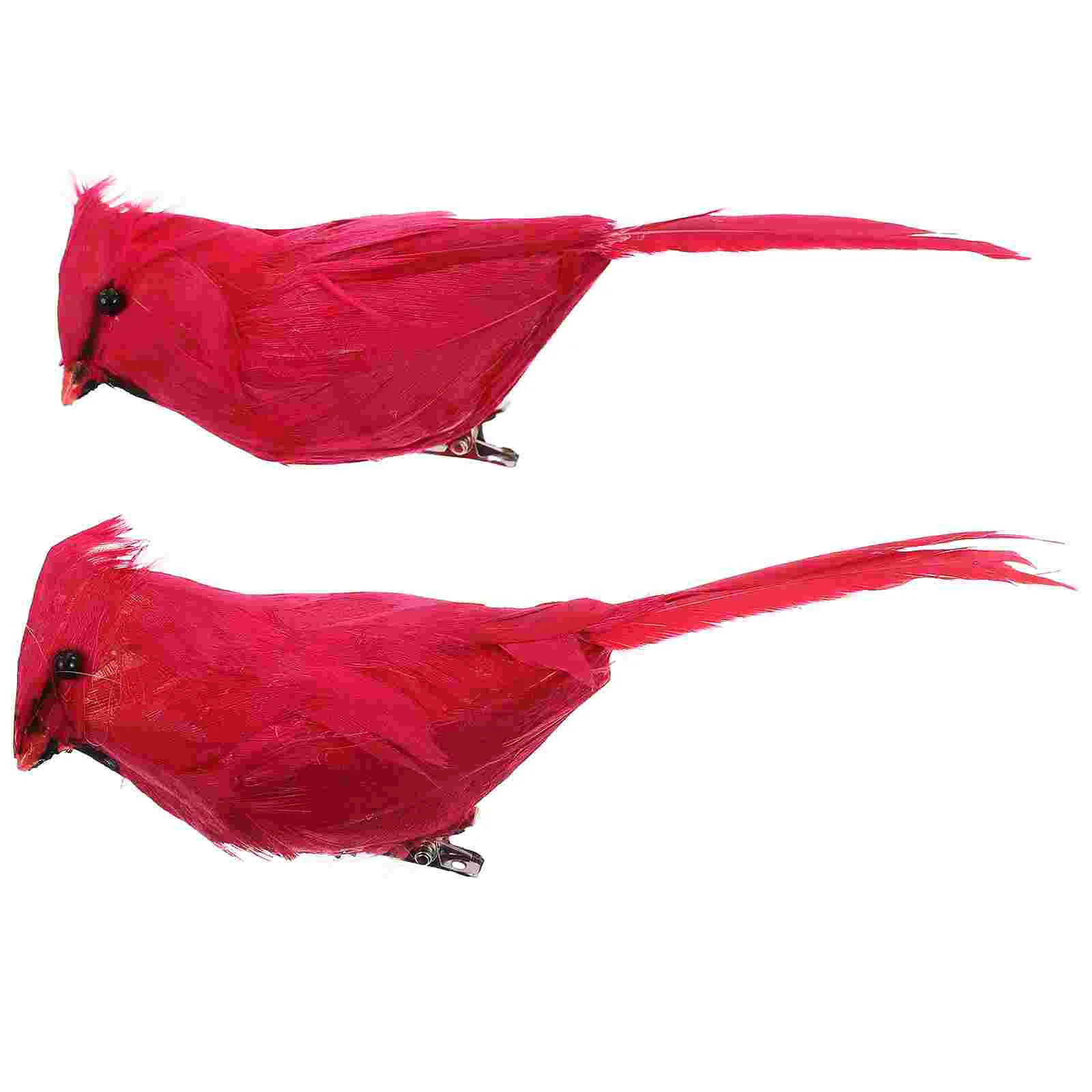 

Bird Cardinal Red Tree Birds Clip Statue Decor Figurine Decorations Garden Christmas Ornaments Artificial Feathered Ornament