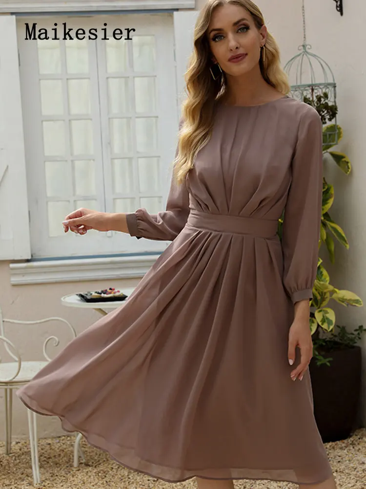 2022 Summer New Fashion Elegant Women's Dress Solid Color Pleated Thin Medium Length Office Lady A-LINE Dresses for Women
2022 Summer New Fashion Elegant Women's Dress Solid Color Pleated Thin Medium Length Office Lady A-LINE Dresses for Women