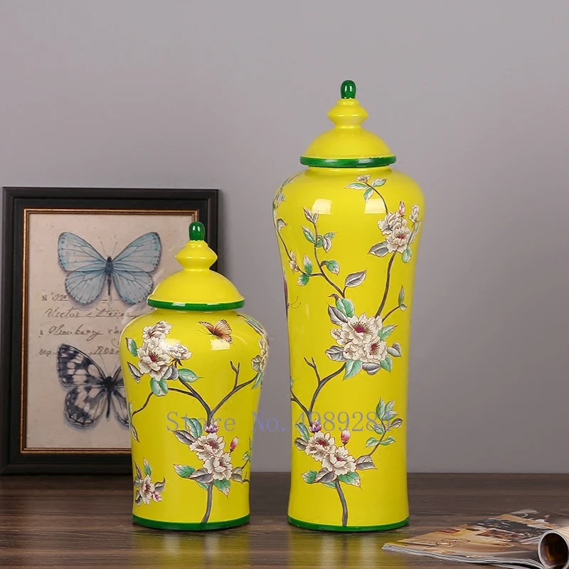 Retro Ceramics Storage Jar Ceramic Pot with Cover Yellow Vase Home Decorations Crafts Furnishings Porcelain Handmade Vases
Retro Ceramics Storage Jar Ceramic Pot with Cover Yellow Vase Home Decorations Crafts Furnishings Porcelain Handmade Vases