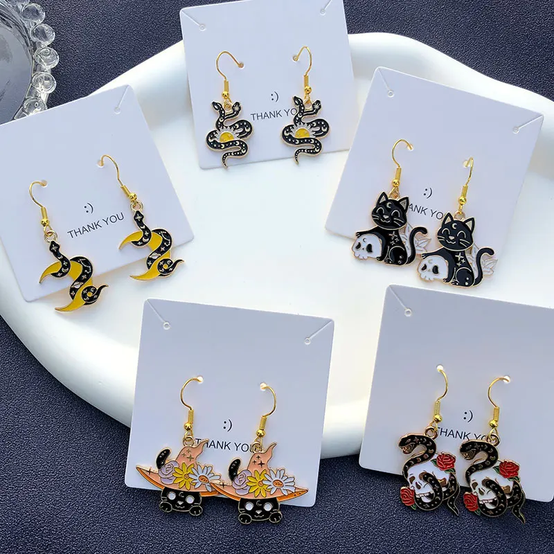 Punk Enamel Rose Flowers Snake Earrings for Women Girl Black Cat Drop Earrings Dangle Goth New Design Vintage Jewelry Wholesale
Punk Enamel Rose Flowers Snake Earrings for Women Girl Black Cat Drop Earrings Dangle Goth New Design Vintage Jewelry Wholesale
