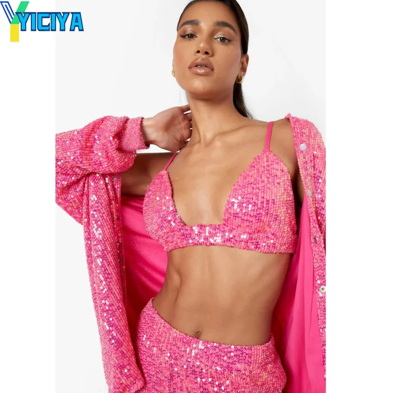 YICIYA Tracksuit Women Sequins Fashion Casual Suits Shirts Underwear Straight Pants Women's 3 Piece Set Party Outfits Met Suits
YICIYA Tracksuit Women Sequins Fashion Casual Suits Shirts Underwear Straight Pants Women's 3 Piece Set Party Outfits Met Suits
