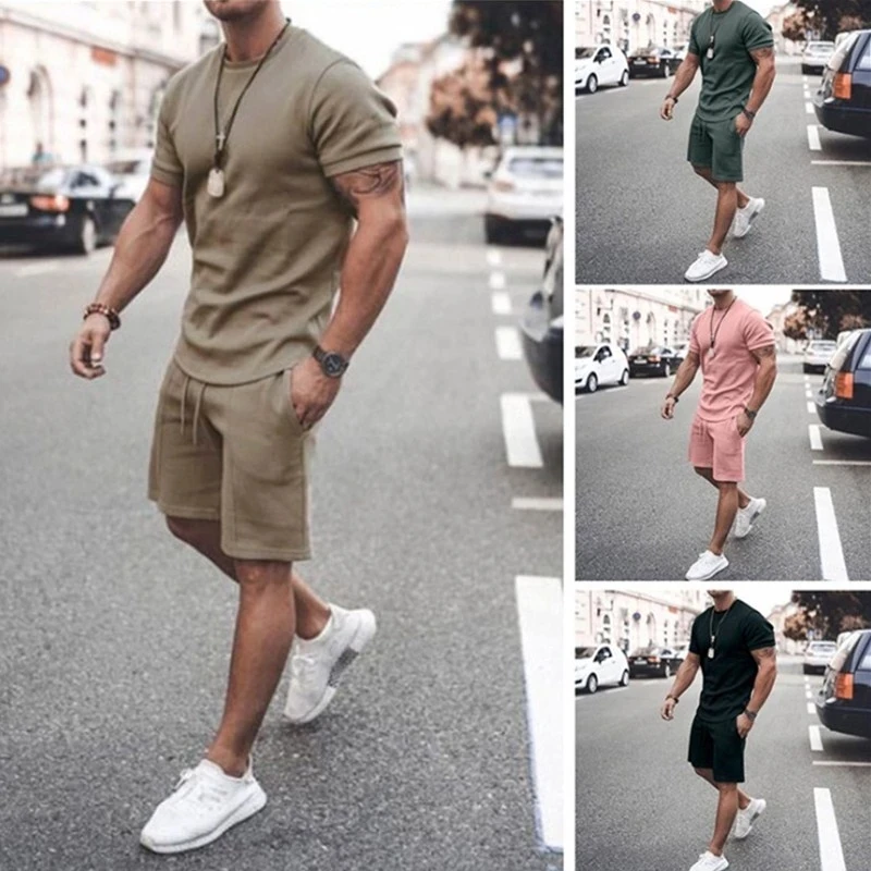 Men's Tracksuit 2 Piece Sets Summer Solid Sport Hawaiian Suit Short Sleeve T Shirt and Shorts Casual Fashion Man Clothing
Men's Tracksuit 2 Piece Sets Summer Solid Sport Hawaiian Suit Short Sleeve T Shirt and Shorts Casual Fashion Man Clothing