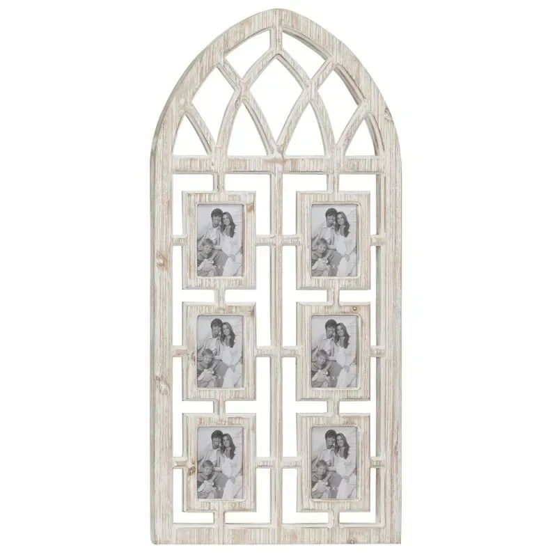 Vintage Wood Window Arch Shape 6 Slot Wall Photo Frame with Light Brown/White , 19"W x 41"H for Poster Photo Drawing Paintings P
Vintage Wood Window Arch Shape 6 Slot Wall Photo Frame with Light Brown/White , 19"W x 41"H for Poster Photo Drawing Paintings P