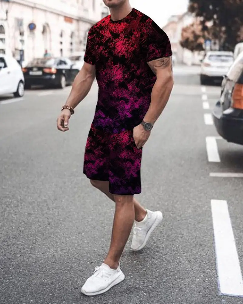 2022 Summer New Men's Suit Street Harajuku Fashion Trend Casual Digital Geometric Pattern Printed Sportswear Two Piece Set
2022 Summer New Men's Suit Street Harajuku Fashion Trend Casual Digital Geometric Pattern Printed Sportswear Two Piece Set