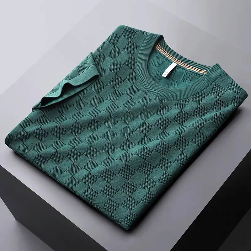 waffle High end jacquard knitted T-shirt men's round neck short sleeve summer new fashion casual half sleeve luxury men's wear
waffle High end jacquard knitted T-shirt men's round neck short sleeve summer new fashion casual half sleeve luxury men's wear