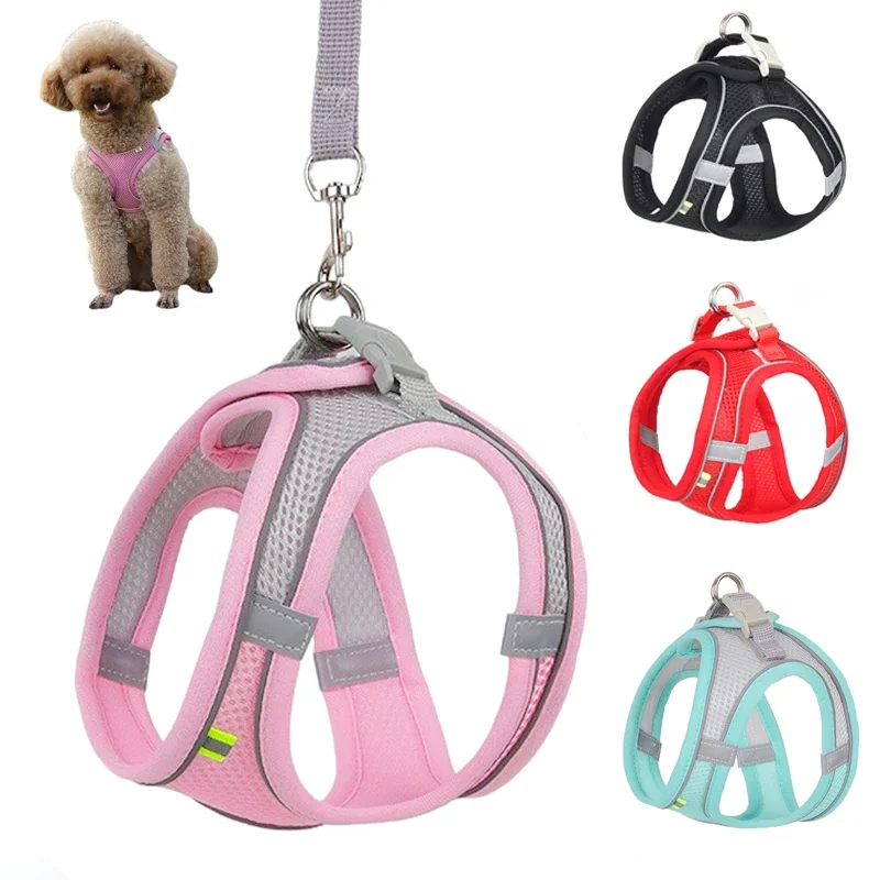 

Dog Harness Leash Set for Small Dogs Adjustable Puppy Cat Harness Vest French Bulldog Chihuahua Pug Outdoor Walking Lead Leash