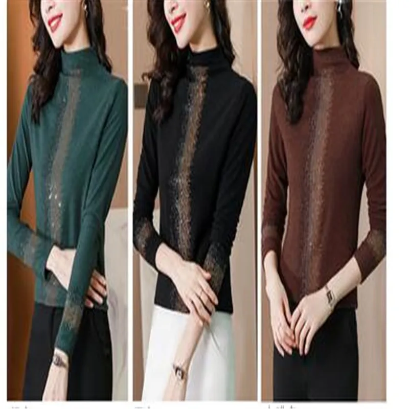 Hot Drill Half High collar T-shirt Women's Bottoming Tee Warm Pullover Elasticity Base Tops Sexy Thin Female Diamond Tshirt
Hot Drill Half High collar T-shirt Women's Bottoming Tee Warm Pullover Elasticity Base Tops Sexy Thin Female Diamond Tshirt