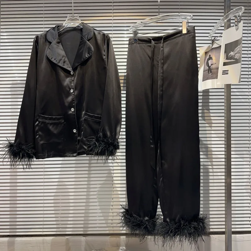 PREPOMP Autumn Feathers Sleeve Cuff Mercerized Cotton Blazer Coat Drawstring Waist Pants Two Piece Set Women Tracksuits GL365
PREPOMP Autumn Feathers Sleeve Cuff Mercerized Cotton Blazer Coat Drawstring Waist Pants Two Piece Set Women Tracksuits GL365