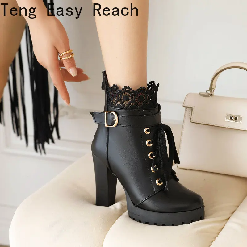 Autumn and Winter New Styles Fashion High-heeled Waterproof Short Boots Crossed Tied Women's Lace Boots High 10cm Size 34-43
Autumn and Winter New Styles Fashion High-heeled Waterproof Short Boots Crossed Tied Women's Lace Boots High 10cm Size 34-43