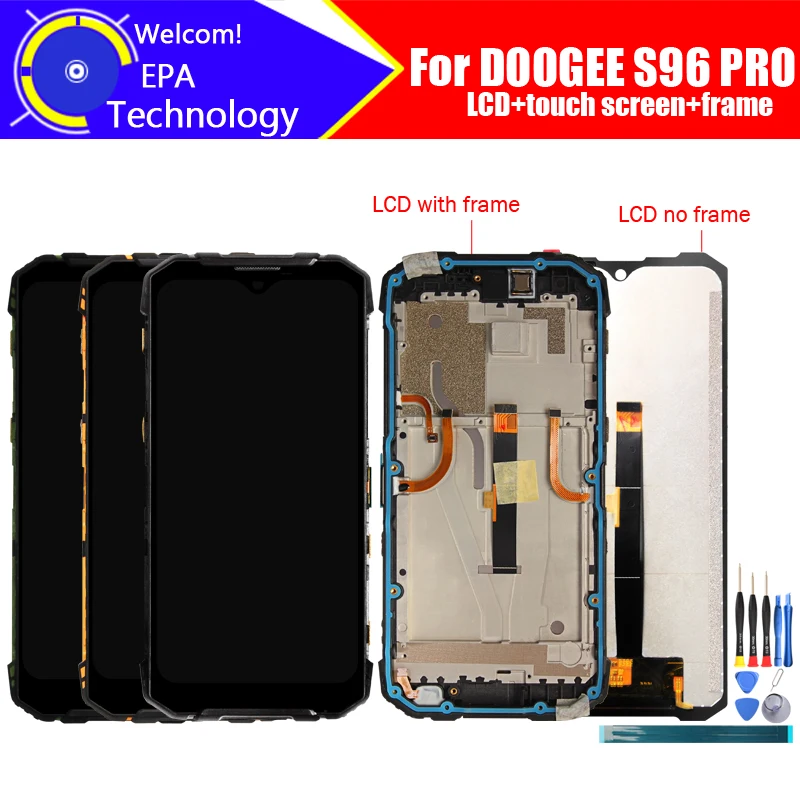 6.22-дюймовый дисплей DOOGEE S96 PRO LCD + сенсорный экран + рамка Ассемблея 100% оригинальный LCD + сенсорный цифровой дисплей для PRO + инструменты на.