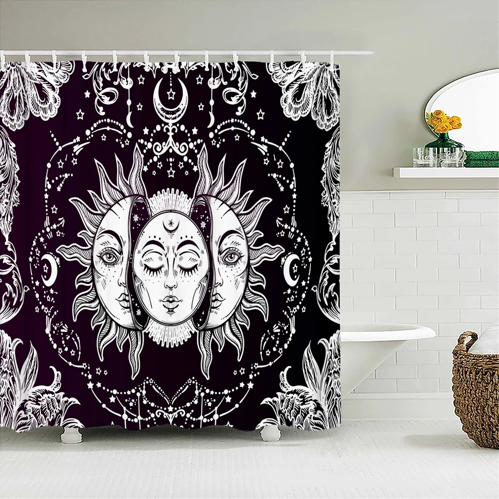 Black White Sun Moon Shower Curtains Bathroom Curtain 3D Printing India Bohemia Fabric Waterproof Bath Curtain with 12 Hooks
Black White Sun Moon Shower Curtains Bathroom Curtain 3D Printing India Bohemia Fabric Waterproof Bath Curtain with 12 Hooks