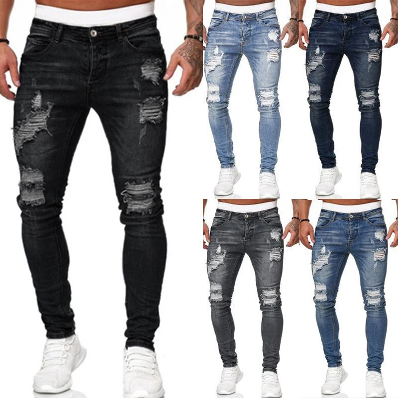 New Men's Pants With Broken Holes Slim Fit Denim Pants Fashion Destroyed Hip Hop Style Male Trousers Clothing Man Casual Pants
New Men's Pants With Broken Holes Slim Fit Denim Pants Fashion Destroyed Hip Hop Style Male Trousers Clothing Man Casual Pants